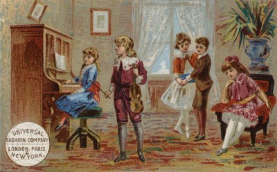 Children Playing Musical Instruments and Dancing by American School