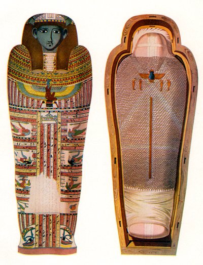 Egyptian Mummy and Sarcophagus by American School