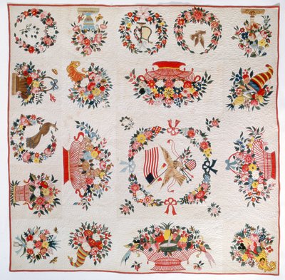 Flag and Flower quilt, c.1860 by American School