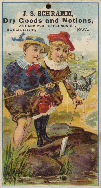 Girl and Boy Crabbing in Rock Pool by American School