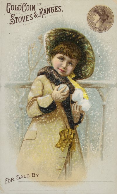 Girl Holding Snowballs by American School