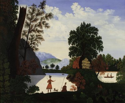 Landscape with Indians by American School