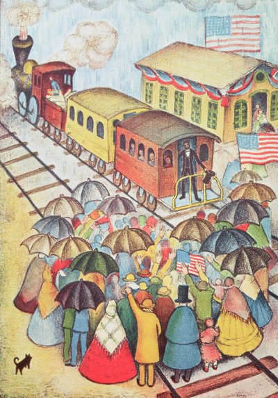 Lincoln Leaving Springfield, Illinois by Train by American School
