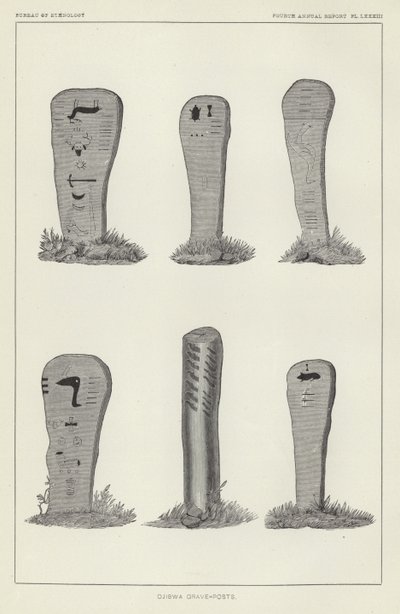 Ojibwa Grave-Posts by American School