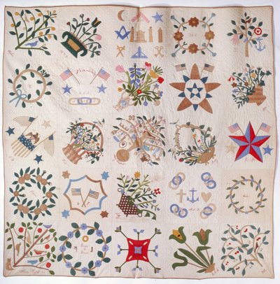 Patriot and Flower quilt, c.1860 by American School