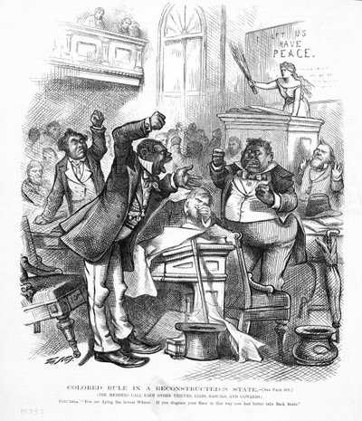 Political cartoon depicting African-Americans as politicians by American School