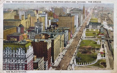 Postcard depicting Michigan Boulevard, Chicago by American School