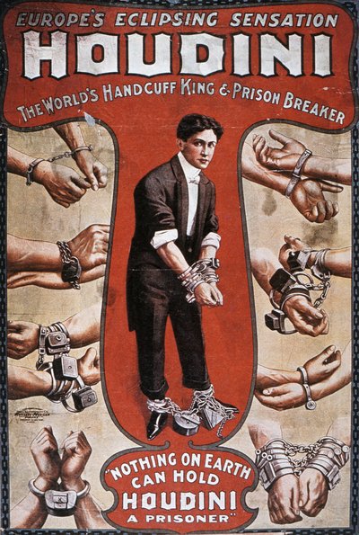 Poster advertising a performance by Houdini by American School