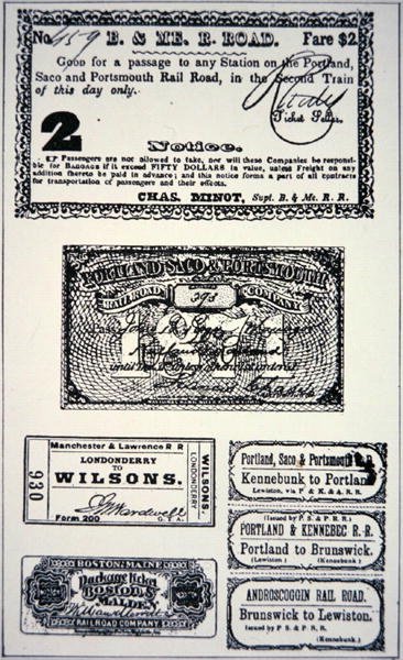 Railroad train tickets by American School
