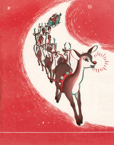 Rudolph the Red-Nosed Reindeer Leading Santa