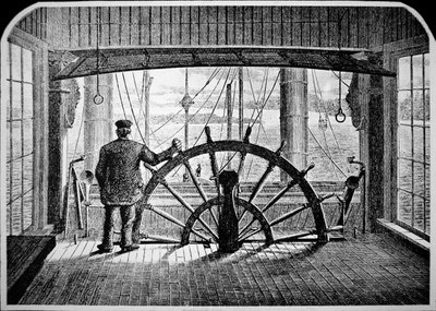 Steamboat pilot in the wheelhouse, c.1870 by American School