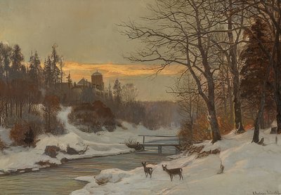 Winter Stream Landscape by Anders Andersen Lundby