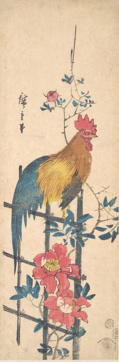 Peony and Cock by Ando Hiroshige