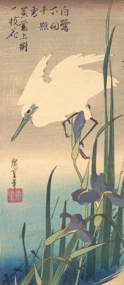 White Heron and Iris by Ando Hiroshige
