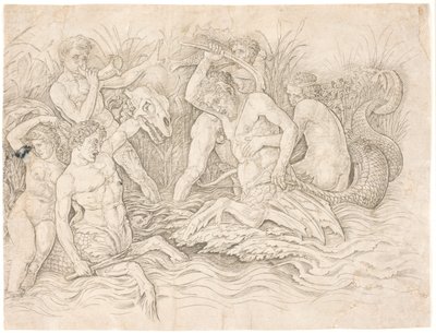 Battle of the Sea Gods, Right Half by Andrea Mantegna