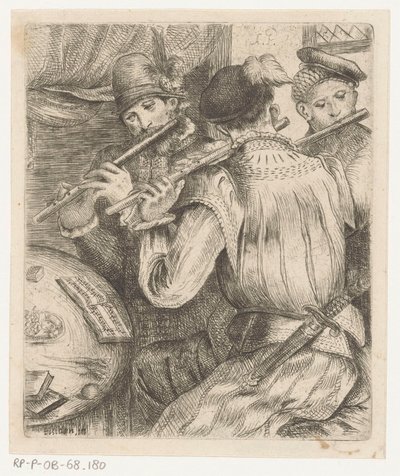 Three Flute Players by Andrea Previtali