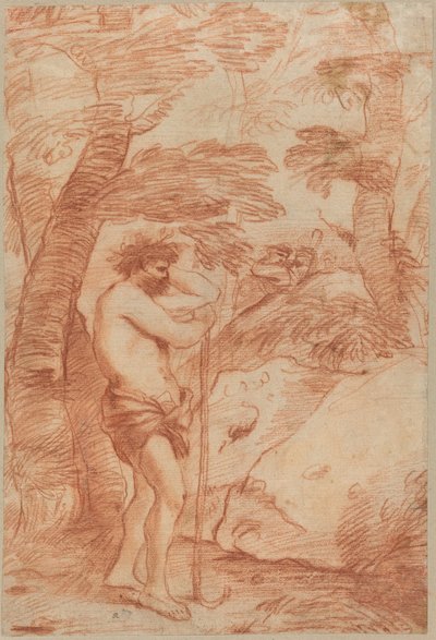 Standing Shepherd in a Landscape by Andrea di Leone