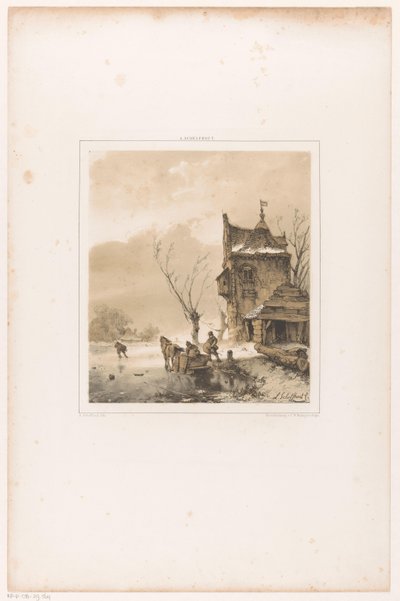 Men Loading a Sledge by Andreas Schelfhout