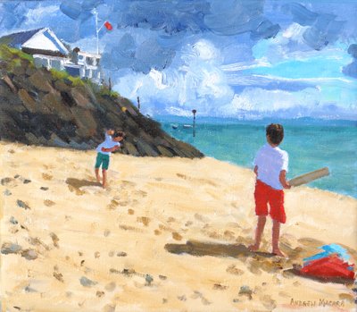 Bowling and Batting, Abersoch, 2015 by Andrew Macara