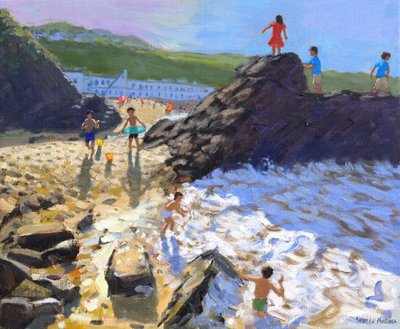 Climbing on the rocks, St Ives by Andrew Macara