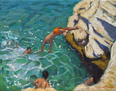 Diving and swimming, Skiathos, 2016 by Andrew Macara