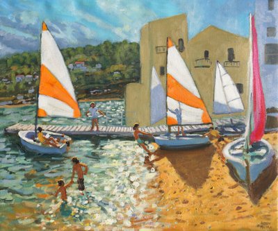 Launching boats, Calella de Palafrugell, Spain by Andrew Macara