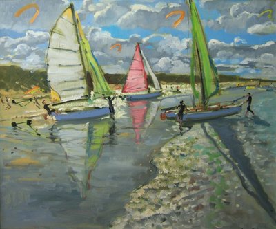 Three Sailboats, Bray Dunes, France by Andrew Macara