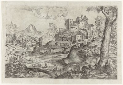 Landscape with River and Castle by Angelo Falconetto (attributed to)