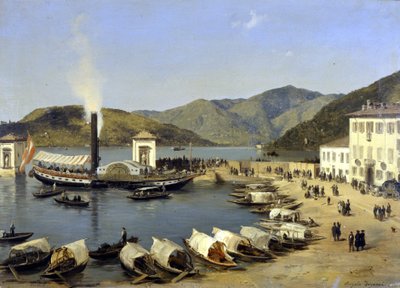The Port of Como by Angelo Inganni