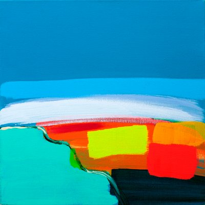 Lime and Red Landscape by Angie Kenber