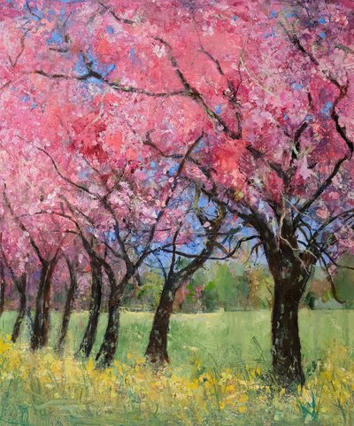 Cherry Blossom in the Meadow, 2022 by Ann Oram