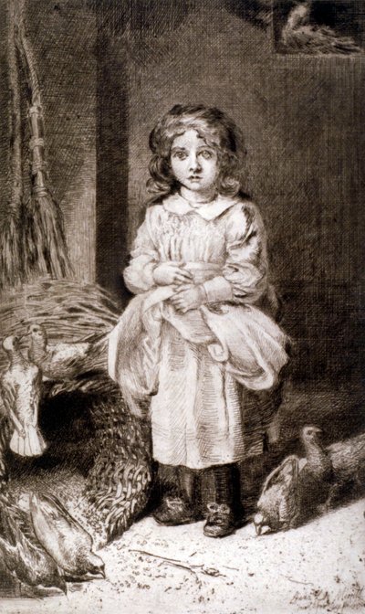 Small Girl Feeding Doves by Anna Lea Merritt