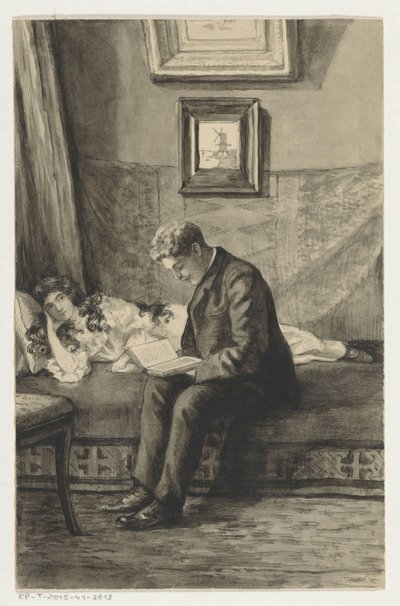 Young Man Reading to a Girl by Anna Maria Kruijff