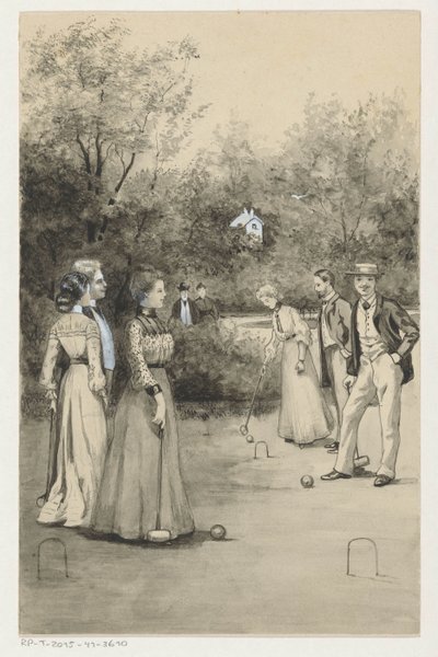 Men and Women Playing Croquet by Anna Maria Kruijff