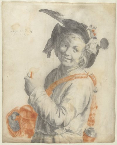 Boy Playing a Rommelpot by Anna van N.H.