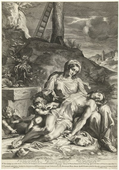 Pieta (engraved by Pieter de Bailliu) by Annibale (after) Carracci