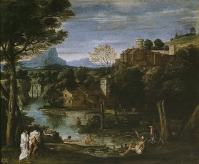 Landscape with River and Bathers by Annibale Carracci