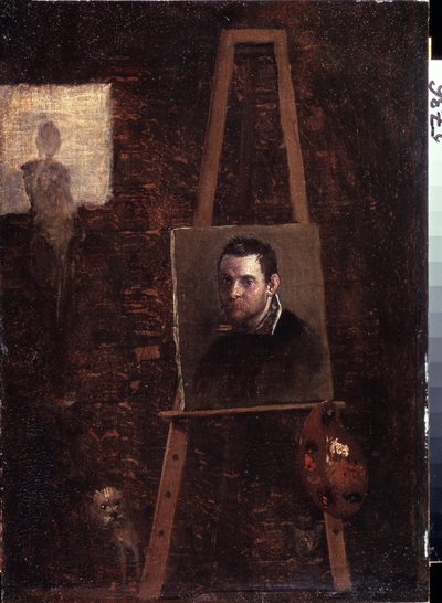 Self Portrait at the Easel by Annibale Carracci