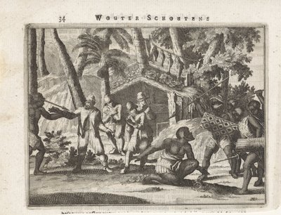 Attack on Men in Front of a Hut by Anonymous
