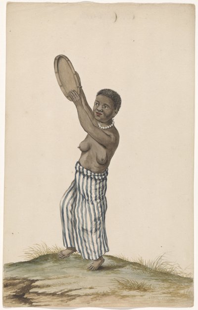 African Woman with Hand Drum by Anonymous