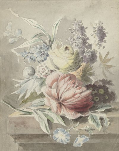 Flowers on a Plinth by Anonymous