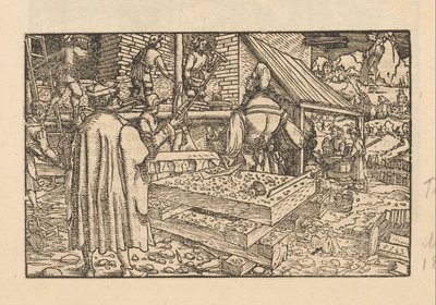 Construction Site with Workers by Anonymous