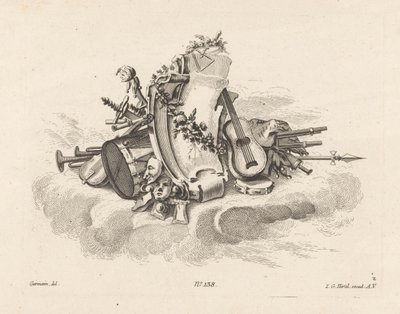 Cartouche with Musical Instruments by Anonymous