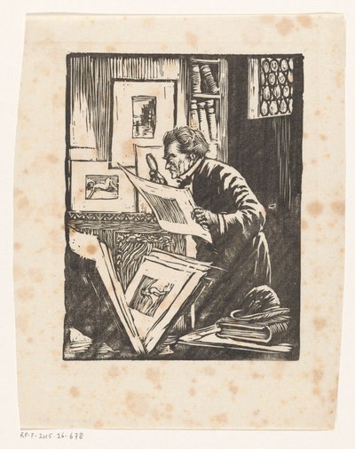 Collector Looking at Prints by Anonymous