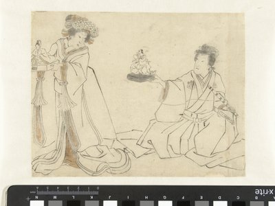Courtesan and Nobleman with Dolls by Anonymous