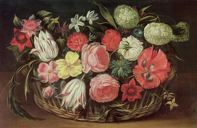 Flowers in a Basket by Anonymous