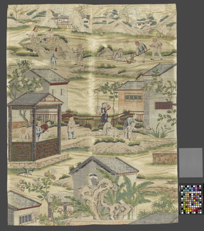 Fragment of a Wall Covering with Chinese Genre Scenes by Anonymous