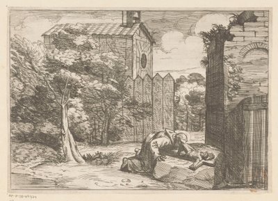 Saint Kneeling by a Crucifix by Anonymous