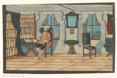Interior with a Man in front of a Bookcase by Anonymous