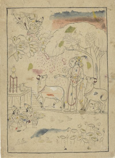 Krishna with Cows from Linga-Altar by Anonymous